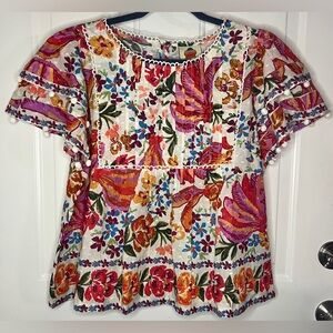FARM Rio Bananas Floral Blouse size Medium
